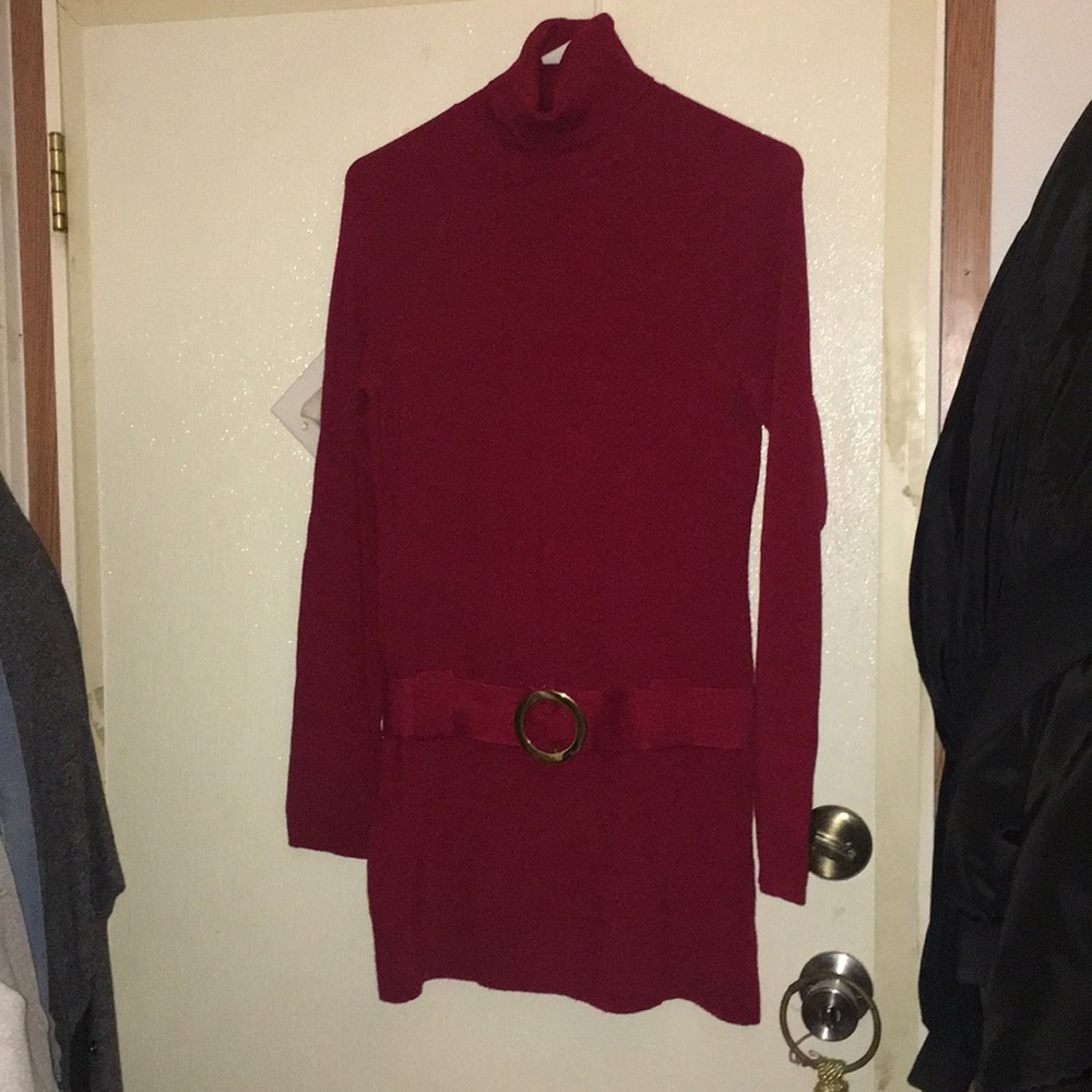 Red Turtleneck Sweater Dress